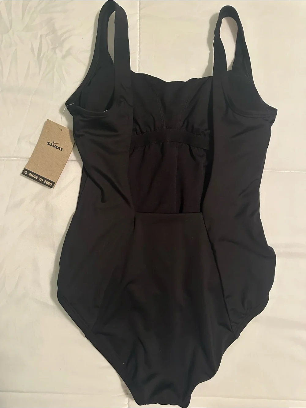 Nike Black One-Piece Swimsuit with White Swoosh